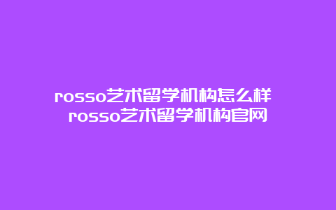 rosso艺术留学机构怎么样 rosso艺术留学机构官网