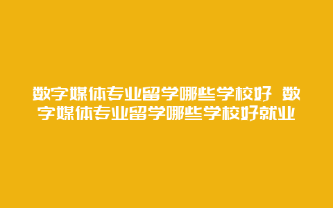 数字媒体专业留学哪些学校好 数字媒体专业留学哪些学校好就业