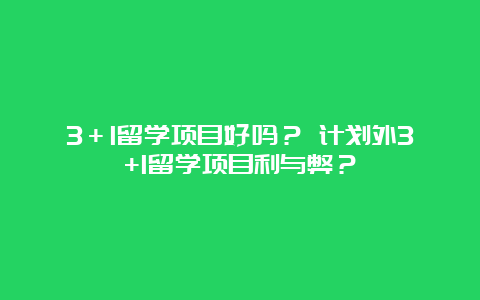 3＋1留学项目好吗？ 计划外3+1留学项目利与弊？