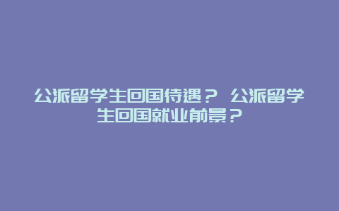 公派留学生回国待遇？ 公派留学生回国就业前景？