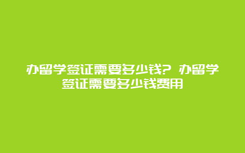 办留学签证需要多少钱? 办留学签证需要多少钱费用