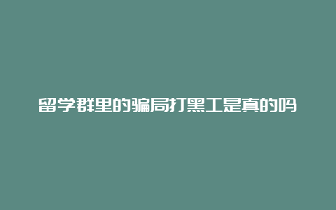 留学群里的骗局打黑工是真的吗