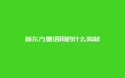 新东方德语用的什么教材