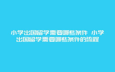 小学出国留学需要哪些条件 小学出国留学需要哪些条件的流程