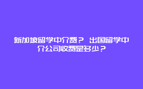 新加坡留学中介费？ 出国留学中介公司收费是多少？