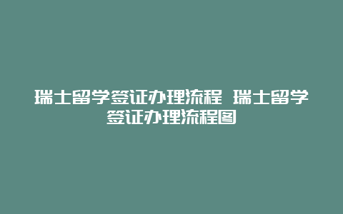 瑞士留学签证办理流程 瑞士留学签证办理流程图