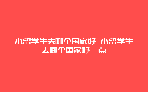 小留学生去哪个国家好 小留学生去哪个国家好一点