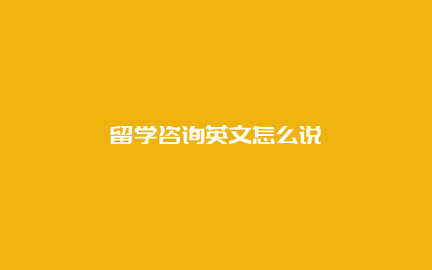 留学咨询英文怎么说