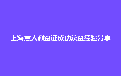 上海意大利签证成功获签经验分享