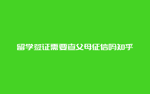 留学签证需要查父母征信吗知乎