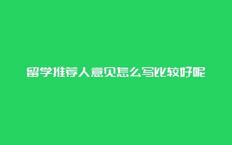 留学推荐人意见怎么写比较好呢