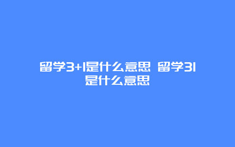 留学3+1是什么意思 留学31是什么意思