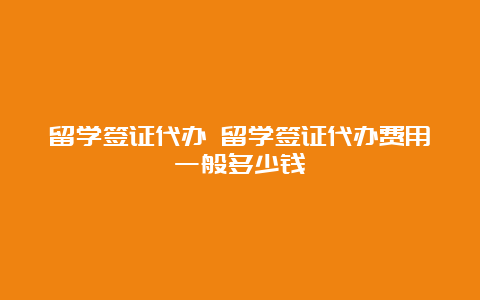 留学签证代办 留学签证代办费用一般多少钱