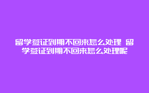 留学签证到期不回来怎么处理 留学签证到期不回来怎么处理呢