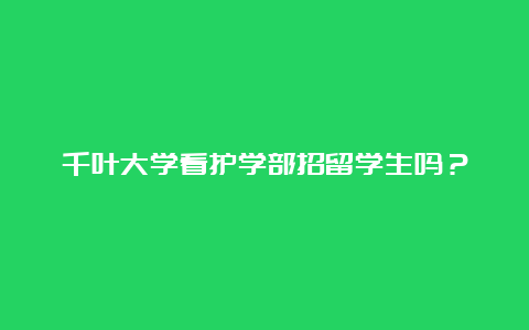 千叶大学看护学部招留学生吗？