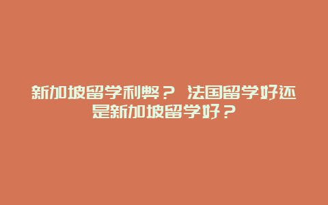 新加坡留学利弊？ 法国留学好还是新加坡留学好？