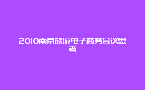 2010南京旅游电子商务会议思考