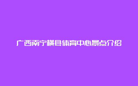 广西南宁横县体育中心景点介绍