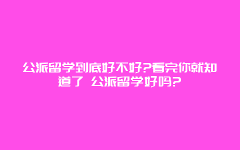 公派留学到底好不好?看完你就知道了 公派留学好吗?