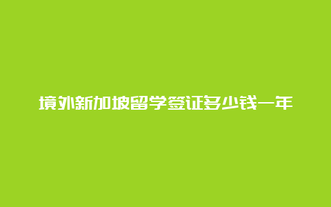 境外新加坡留学签证多少钱一年