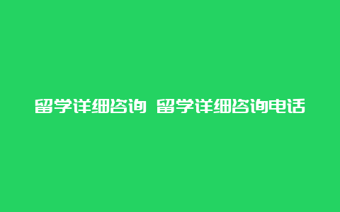 留学详细咨询 留学详细咨询电话