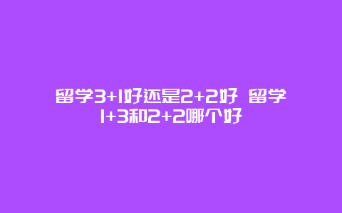 留学3+1好还是2+2好 留学1+3和2+2哪个好