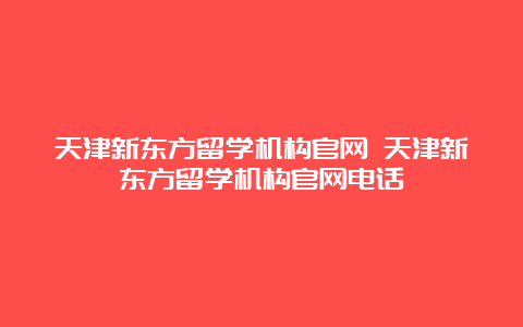 天津新东方留学机构官网 天津新东方留学机构官网电话