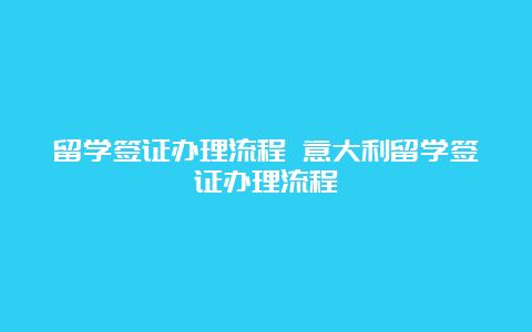 留学签证办理流程 意大利留学签证办理流程