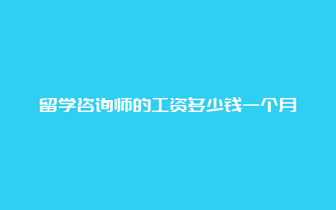 留学咨询师的工资多少钱一个月