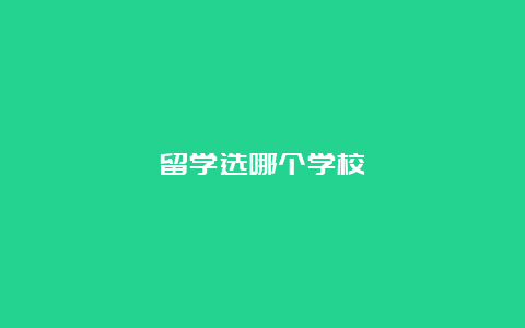 留学选哪个学校