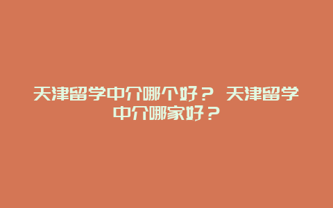 天津留学中介哪个好？ 天津留学中介哪家好？