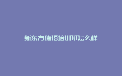 新东方德语培训班怎么样