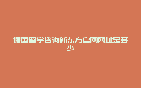 德国留学咨询新东方官网网址是多少