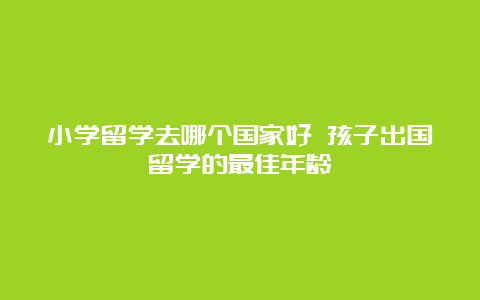 小学留学去哪个国家好 孩子出国留学的最佳年龄