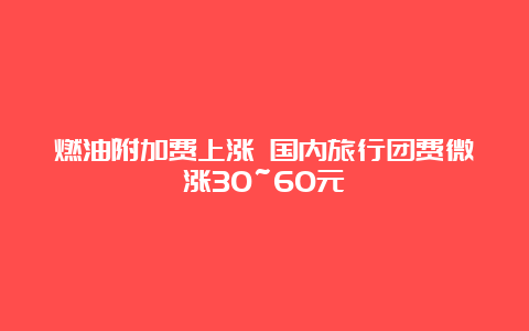 燃油附加费上涨 国内旅行团费微涨30~60元