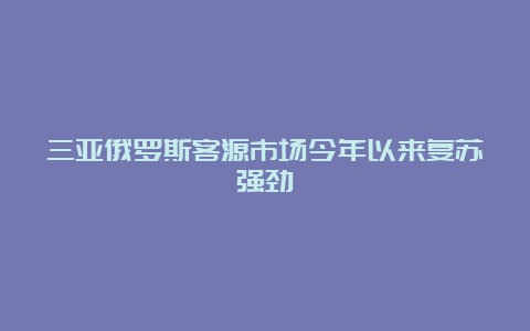 三亚俄罗斯客源市场今年以来复苏强劲