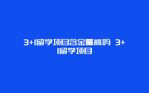 3+1留学项目含金量高吗 3+1留学项目