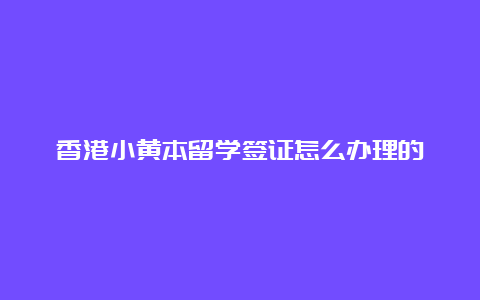 香港小黄本留学签证怎么办理的