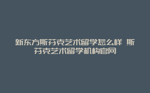 新东方斯芬克艺术留学怎么样 斯芬克艺术留学机构官网