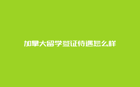 加拿大留学签证待遇怎么样