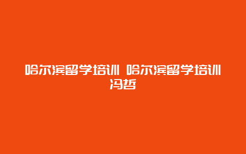 哈尔滨留学培训 哈尔滨留学培训冯哲