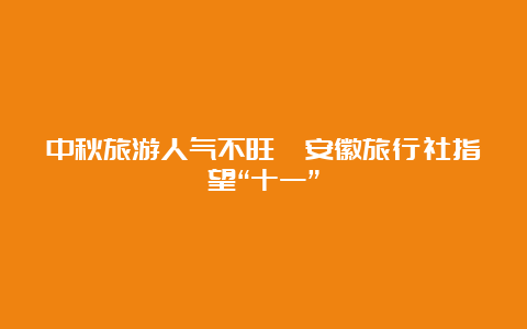 中秋旅游人气不旺　安徽旅行社指望“十一”