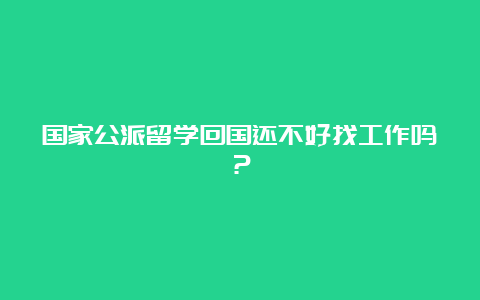 国家公派留学回国还不好找工作吗？