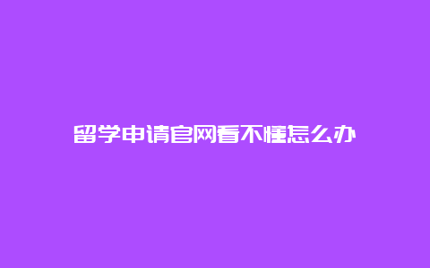 留学申请官网看不懂怎么办