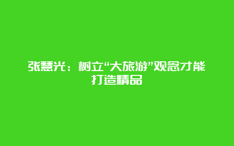 张慧光：树立“大旅游”观念才能打造精品