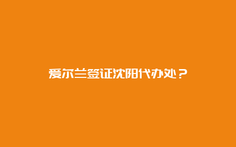 爱尔兰签证沈阳代办处？