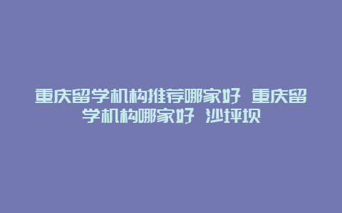 重庆留学机构推荐哪家好 重庆留学机构哪家好 沙坪坝