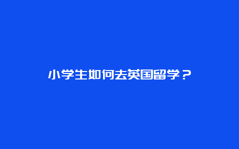 小学生如何去英国留学？