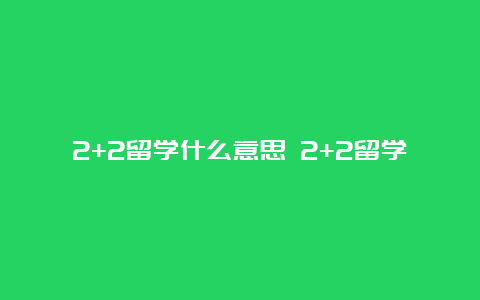 2+2留学什么意思 2+2留学