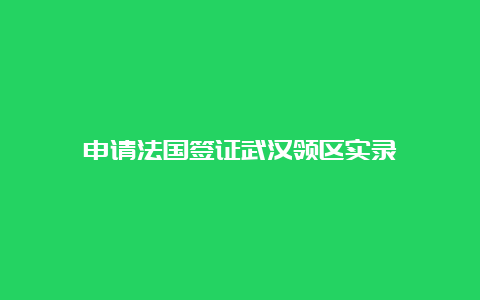 申请法国签证武汉领区实录